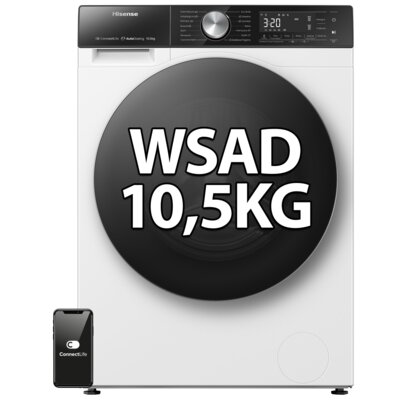 Pralka HISENSE WF5S1045BW Seria 5S PL 10.5kg 1400 obr Autodozowanie Wi-Fi ConnectLife Szybkie programy AllergyCare
