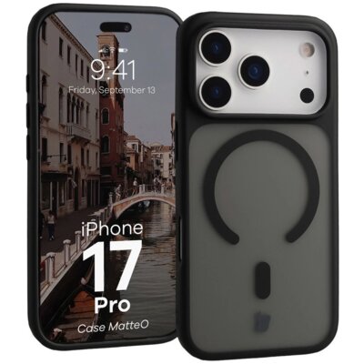 Etui BIZON MatteO MagSafe do Apple iPhone 17 Pro Przezroczysto-czarny