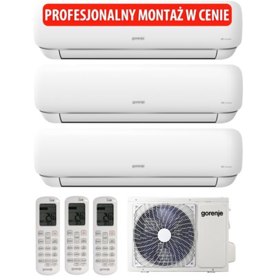 Klimatyzator Multi Split, Pompa ciepła powietrze - powietrze GORENJE KE3M72ZINV PAN35INKG PAN26INKG (3 pomieszczenia) z usługą montażu