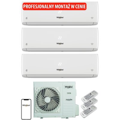 Klimatyzator Multi Split Pompa ciepła powietrze - powietrze WHIRLPOOL MSODU24 MSIDU09 MSIDU12 (3 pomieszczenia) z usługą montażu