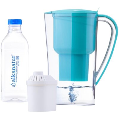 Dzbanek filtrujący ALKANATUR Drops Turkusowy + Butelka BPA Free 1 l