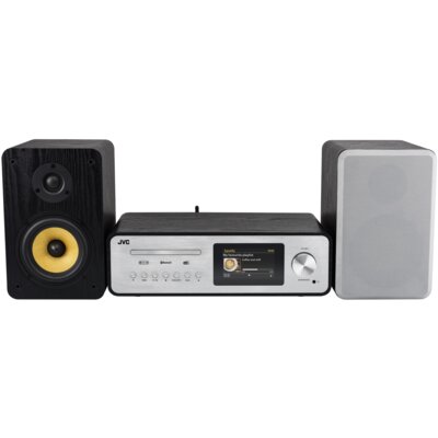 Wieża JVC MX-E455B Srebrna, Odtw.CD/-R/-RW, Wi-Fi, BT, Kolorowy wyświetlacz, Radio Internetowe, Tuner FM/DAB+, Wejście Optyczne
