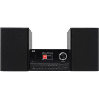Wieża JVC UX-E225B Czarna, Odtw.CD/-R/-RW, Kolorowy wyświetlacz LCD, Bluetooth 5.3, Wejście Mini-jack 3.5mm, Budzik