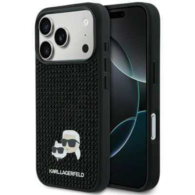 Etui KARL LAGERFELD Rhinestones Karl&Choupette Pin do Apple iPhone 17 Pro Czarny