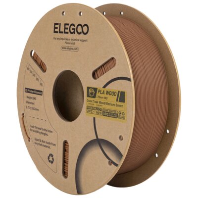 Filament ELEGOO PLA Wood, Średnica 1.75 mm, 1 kg Brązowy