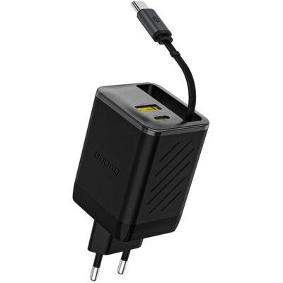 Ładowarka sieciowa DUDAO A67EU 67W USB-A / 2x USB-C + Zintegrowany kabel USB-C Czarny