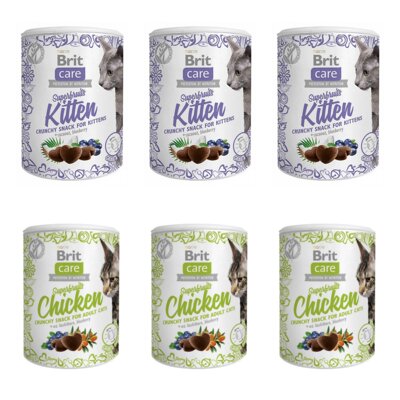 Przysmak dla kota BRIT CARE Cat Snack Superfruits Kitten 3 x 100 g + Przysmak dla kota BRIT CARE Cat Snack Superfruits Chicken 3 x 100 g