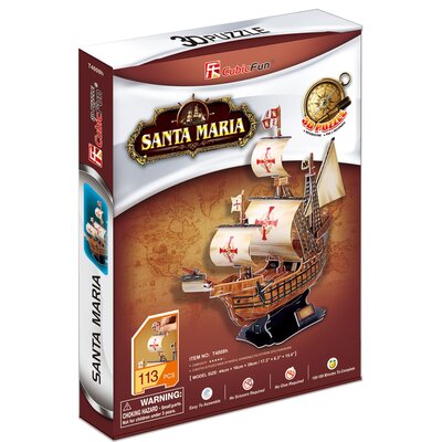 Puzzle 3D CUBIC FUN Żaglowiec Santa Maria T4008H (113 elementów)