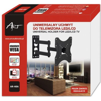 Uchwyt ART do TV 19-42 cali AR-60A Czarny