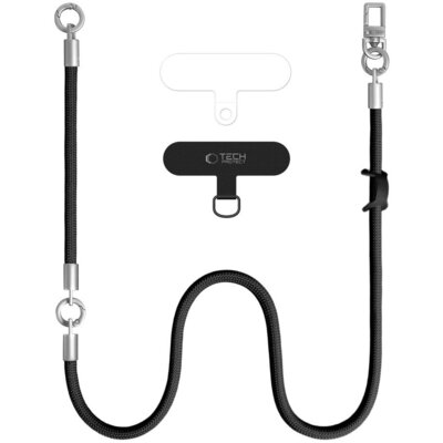 Smycz do telefonu TECH-PROTECT C10S Rope Crossbody & Wrist Czarny