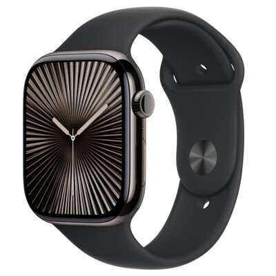 Apple Watch 10 GPS + Cellular 46mm koperta z tytanu (łupek) + pasek sportowy rozmiar M/L (czarny)