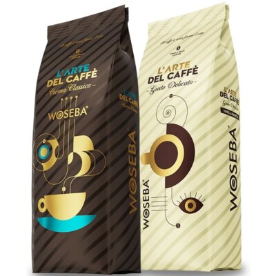 Kawa ziarnista WOSEBA L'arte Crema Classico 500 g + L'arte Gusto Delicaro 500 g + Torba