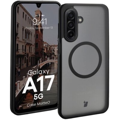 Etui BIZON MatteO MagSafe do Samsung Galaxy A17 5G Przezroczysto-czarny