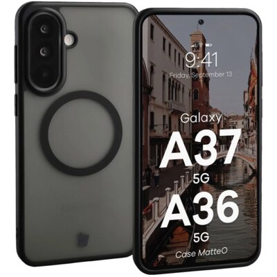 Etui BIZON MatteO MagSafe do Samsung Galaxy A37 5G/A36 5G Przezroczysto-czarny