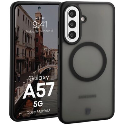 Etui BIZON MatteO MagSafe do Samsung Galaxy A57 5G Przezroczysto-czarny