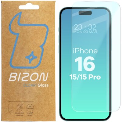 Szkło hartowane BIZON Clear do Apple iPhone 15/15 Pro/16