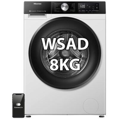 Pralka HISENSE WF3S8045BW3PL Seria 3S 8kg 1400 obr Autodozowanie Wi-Fi ConnectLife Smart Wizzard Programy z parą