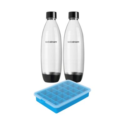 Butelka SODASTREAM Fuse Czarny (2 sztuki) + Foremka do lodu Cleanbottle Niebieski 24 kostki