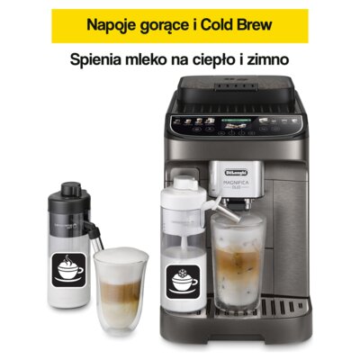 Ekspres DELONGHI ECAM330.80.TXB Magnifica Duo (spienianie mleka na ciepło i zimno) (Cold Brew)