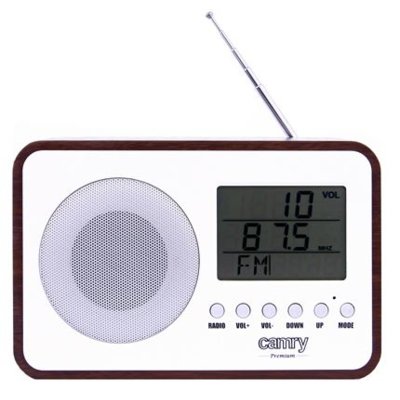 Radio CAMRY CR 1153 Brązowo-Białe, Przenośne, Cyfrowe, Tuner FM, Termometr, Kalendarz, Alarm, Budzik, Zasilanie Bateryjno-Sieciowe
