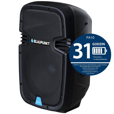 Power Audio BLAUPUNKT PA10, 600W, Bluetooth, Bateria 3,5 godziny, Wejście mikrofonowe, Wejście USB, Tuner FM