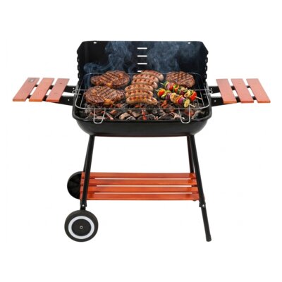 Grill węglowy LUND 99911 na kółkach, półki boczne, regulacja wysokości rusztu