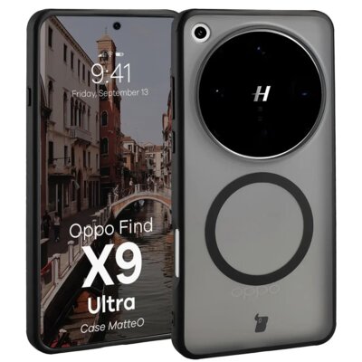 Etui BIZON MatteO MagSafe do Oppo Find X9 Ultra Przezroczysto-czarny
