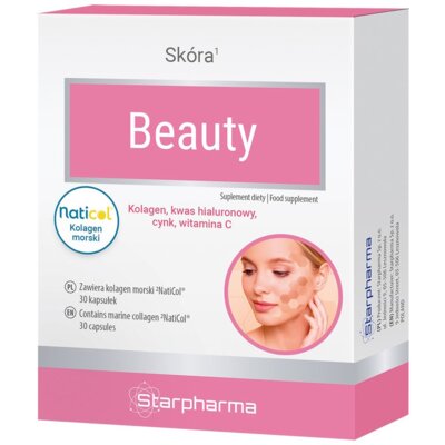 Kolagen STARPHARMA Beauty Skóra Morski + Kwas hialuronowy + Cynk + Witamina C (30 kapsułek)