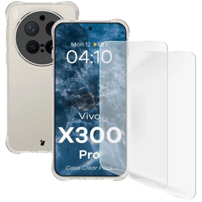 Etui BIZON Clear Pack do Vivo X300 Pro Przezroczysty + folia ochronna (2 szt.)