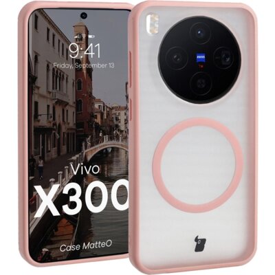 Etui BIZON MatteO MagSafe do Vivo X300 Przezroczysto-różowy