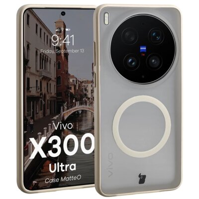 Etui BIZON MatteO MagSafe do Vivo X300 Ultra Przezroczysto-beżowy