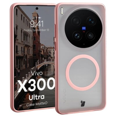 Etui BIZON MatteO MagSafe do Vivo X300 Ultra Przezroczysto-różowy