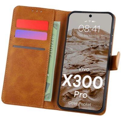 Etui BIZON Pocket do Vivo X300 Pro Brązowy