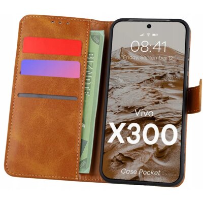 Etui BIZON Pocket do Vivo X300 Brązowy