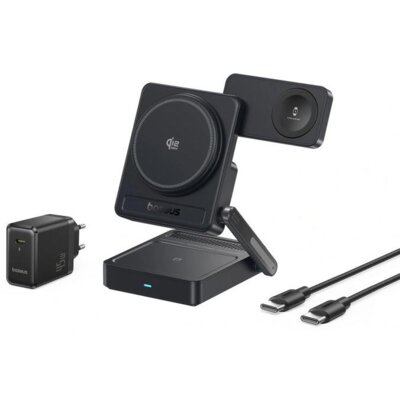 Ładowarka indukcyjna BASEUS PicoGo AF21 3w1 35W Czarny Qi2.2 MagSafe + Kabel + Zasilacz