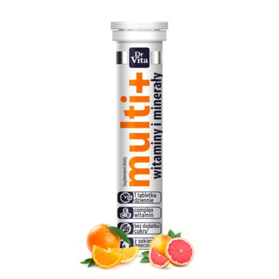 Kompleks witamin i minerałów DR VITA Multi+ Pomarańczowo-grejpfrutowy (20 tabletek)