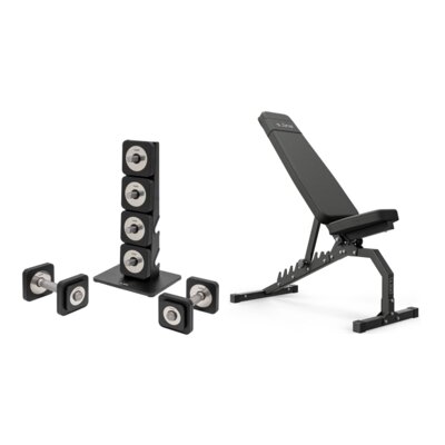 Zestaw hantli S-LINE DYNAMICS SA031 (4 x 0.5 / 16 x 1 kg) + Ławka do ćwiczeń S_LINE ELLI BF300
