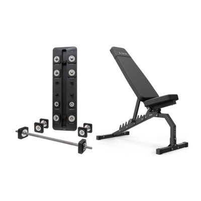 Zestaw hantli S-LINE DYNAMICS SA032 (8 x 0.5 / 24 x 1 kg) + sztanga 121 cm + Ławka do ćwiczeń S_LINE ELLI BF300