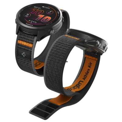 Pasek SPIGEN Athlex Air do Garmin Quick Release do koperty 45mm (szerokość paska 22 mm) Czarno-pomarańczowy
