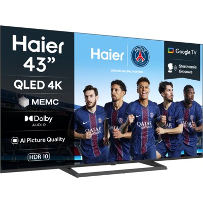 Telewizor HAIER H43S80GUX 43" QLED 4K 60 Hz Google TV HDMI 2.1