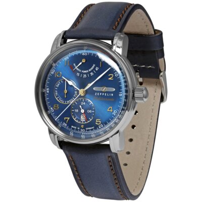 Zegarek ZEPPELIN 100 Jahre Mediterranee Azure Blue Power Reserve 24H 9690-3 Srebrny