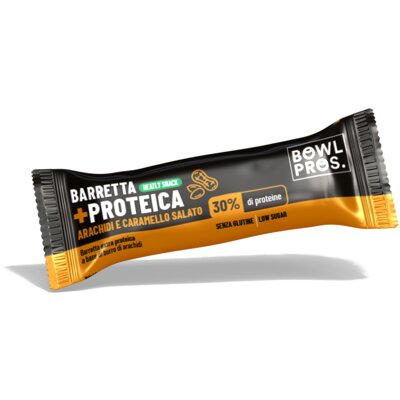 Baton proteinowy BOWLPROS Extra Protein Orzeszki ziemne i Słony karmel (15 x 35 g)