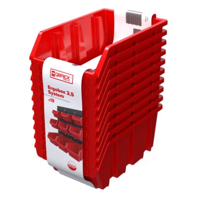 Zestaw pojemników QBRICK Regular Ergobox 2.5 System Czerwony (10 szt.)