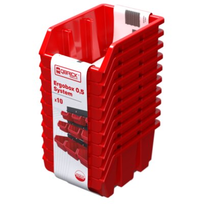 Zestaw pojemników QBRICK Regular Ergobox 0.5 System Czerwony (10 szt.)
