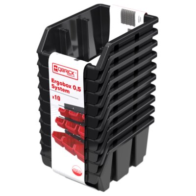 Zestaw pojemników QBRICK Regular Ergobox 0.5 System Czarny (10 szt.)