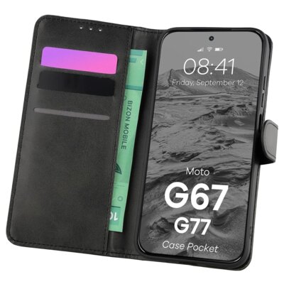 Etui BIZON Pocket do Motorola Moto G67/G77 Czarny