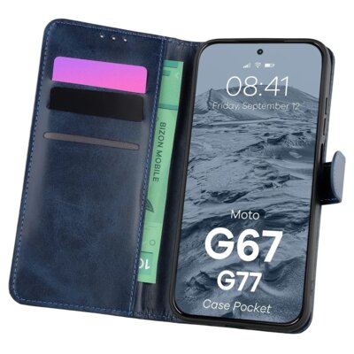 Etui BIZON Pocket do Motorola Moto G67/G77 Niebieski