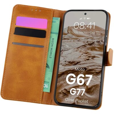 Etui BIZON Pocket do Motorola Moto G67/G77 Brązowy