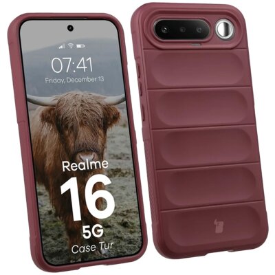 Etui BIZON Tur do Realme 16 5G Burgundowy
