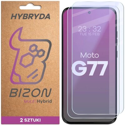 Szkło hybrydowe BIZON Hybrid Mule Duo do Motorola Moto G77 (2 szt.)